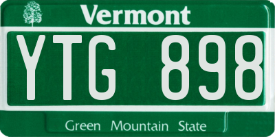 VT license plate YTG898