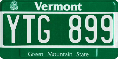 VT license plate YTG899