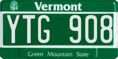 VT license plate YTG908