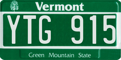 VT license plate YTG915