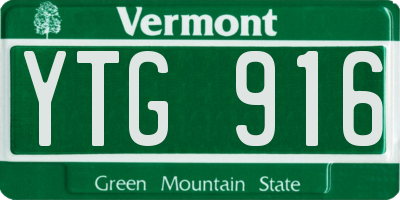 VT license plate YTG916