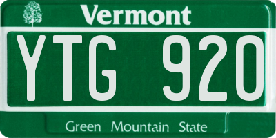 VT license plate YTG920