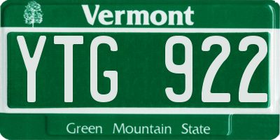 VT license plate YTG922