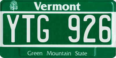 VT license plate YTG926