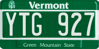 VT license plate YTG927