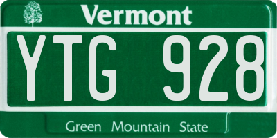 VT license plate YTG928