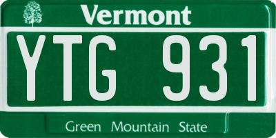 VT license plate YTG931