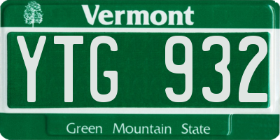 VT license plate YTG932