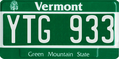 VT license plate YTG933