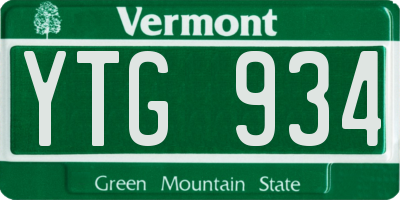 VT license plate YTG934