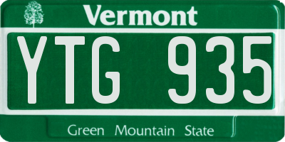 VT license plate YTG935