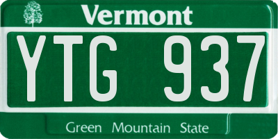 VT license plate YTG937
