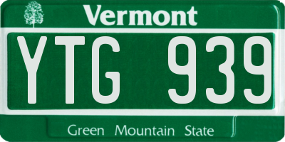 VT license plate YTG939