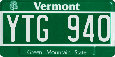 VT license plate YTG940