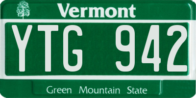 VT license plate YTG942