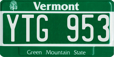 VT license plate YTG953