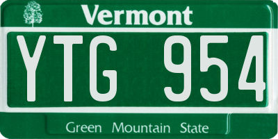 VT license plate YTG954