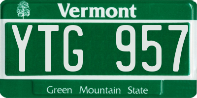 VT license plate YTG957