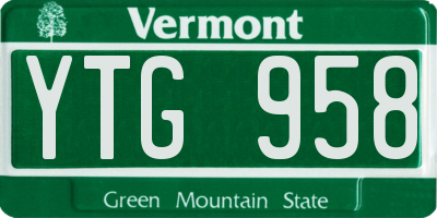 VT license plate YTG958