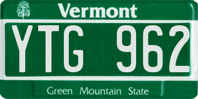 VT license plate YTG962
