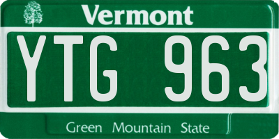 VT license plate YTG963
