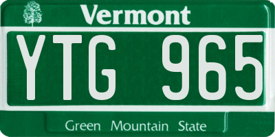 VT license plate YTG965