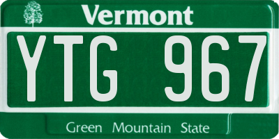 VT license plate YTG967