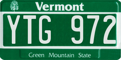 VT license plate YTG972