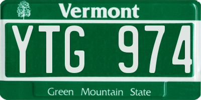 VT license plate YTG974