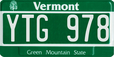 VT license plate YTG978