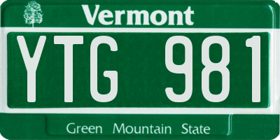 VT license plate YTG981