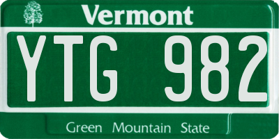 VT license plate YTG982