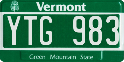 VT license plate YTG983
