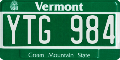 VT license plate YTG984