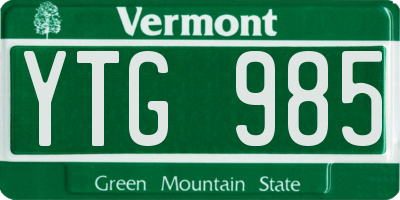 VT license plate YTG985