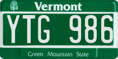 VT license plate YTG986
