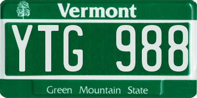VT license plate YTG988