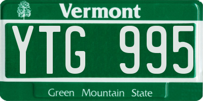 VT license plate YTG995