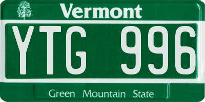 VT license plate YTG996