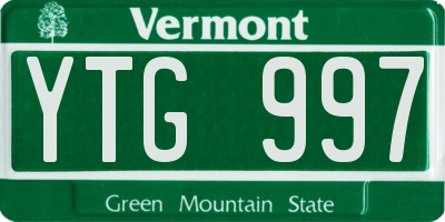 VT license plate YTG997