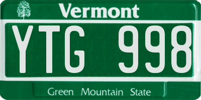 VT license plate YTG998