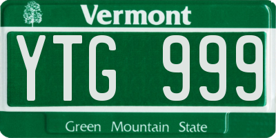 VT license plate YTG999