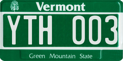 VT license plate YTH003