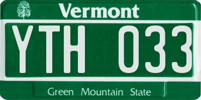 VT license plate YTH033