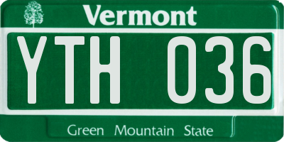 VT license plate YTH036