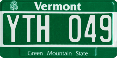 VT license plate YTH049