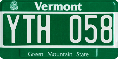 VT license plate YTH058