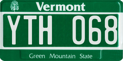 VT license plate YTH068