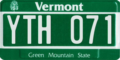 VT license plate YTH071
