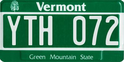 VT license plate YTH072